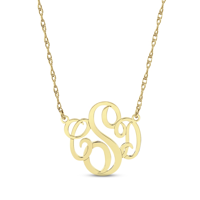 Monogram Double Loop Necklace 10K Yellow Gold 18"