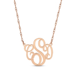 Monogram Double Loop Necklace 14K Rose Gold 18&quot;