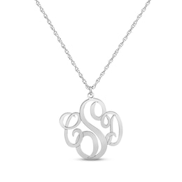 Monogram Necklace 10K White Gold 18&quot;