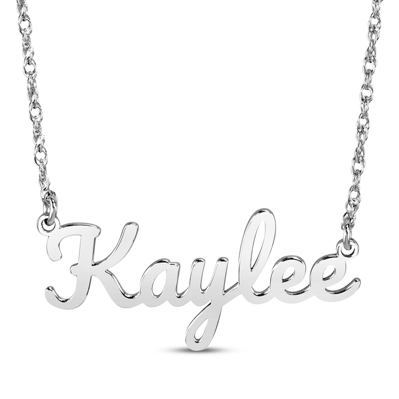 Large Script Name Necklace Sterling Silver 18"