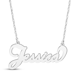 Bubble Script Name Necklace 14K White Gold 18&quot;