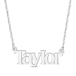 Block Font Name Necklace 10K White Gold 18&quot;