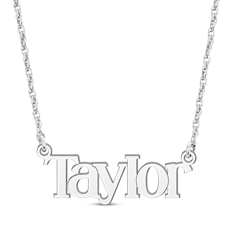 Main Image 1 of Block Font Name Necklace 14K White Gold 18&quot;