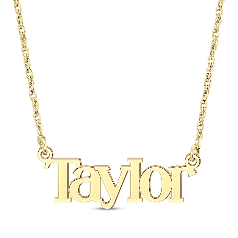Block Font Name Necklace 14K Yellow Gold 18"