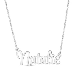 Script Name Necklace 14K White Gold 18&quot;