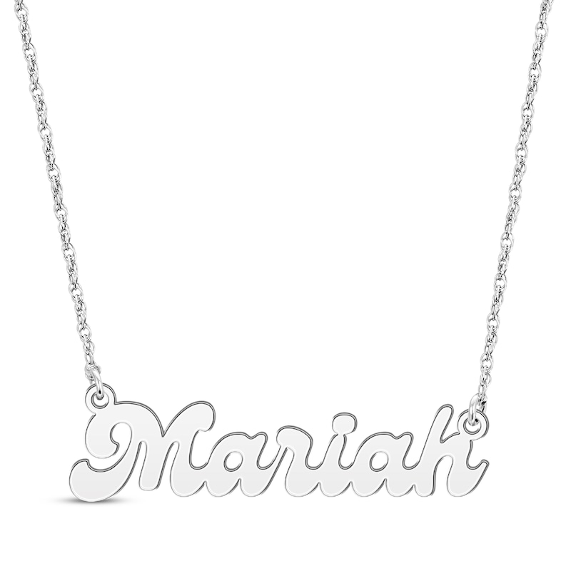 Main Image 1 of Retro Name Necklace 10K White Gold 18&quot;