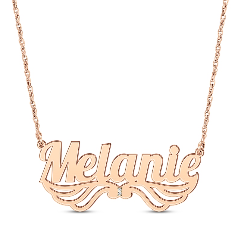 Main Image 1 of Diamond Wing Name Necklace 14K Rose Gold 18&quot;