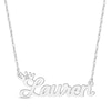 Thumbnail Image 0 of Diamond Crown Script Name Necklace 14K White Gold 18"