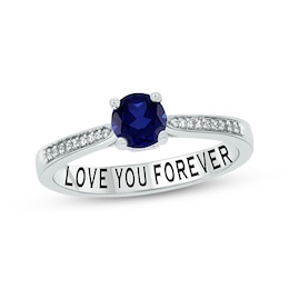 Blue Lab-Created Sapphire & Diamond Promise Ring 1/10 ct tw Sterling Silver