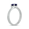 Thumbnail Image 2 of Oval-Cut Blue Lab-Created Sapphire & Diamond Promise Ring 1/20 ct tw Sterling Silver