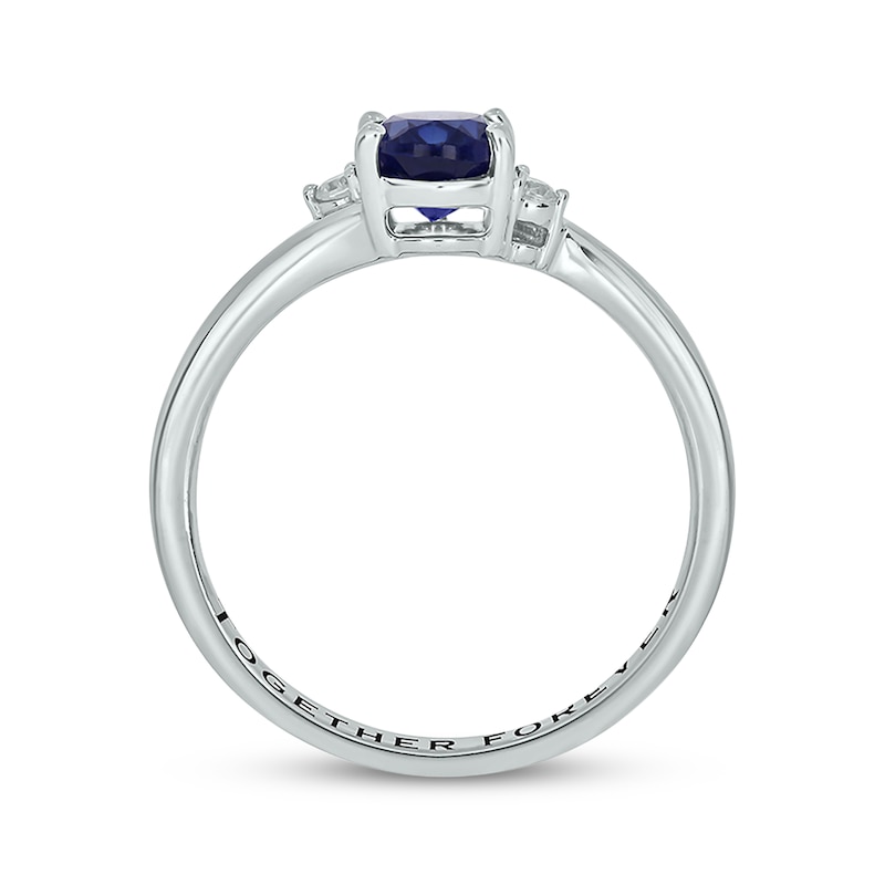 Main Image 3 of Oval-Cut Blue Lab-Created Sapphire & Diamond Promise Ring 1/20 ct tw Sterling Silver