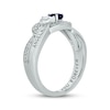 Thumbnail Image 1 of Heart-Shaped Blue & White Lab-Created Sapphire & Diamond Promise Ring 1/5 ct tw Sterling Silver