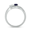 Thumbnail Image 2 of Heart-Shaped Blue & White Lab-Created Sapphire & Diamond Promise Ring 1/5 ct tw Sterling Silver