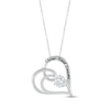 Thumbnail Image 1 of Heart-Shaped & Round-Cut White Lab-Created Sapphire Heart Necklace Sterling Silver 18”