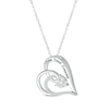 Thumbnail Image 2 of Heart-Shaped & Round-Cut White Lab-Created Sapphire Heart Necklace Sterling Silver 18”