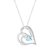 Thumbnail Image 2 of Heart-Shaped Aquamarine & Round-Cut White Lab-Created Sapphire Heart Necklace Sterling Silver 18”