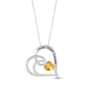 Thumbnail Image 1 of Heart-Shaped Citrine & Round-Cut White Lab-Created Sapphire Heart Necklace Sterling Silver 18”