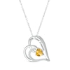 Thumbnail Image 2 of Heart-Shaped Citrine & Round-Cut White Lab-Created Sapphire Heart Necklace Sterling Silver 18”