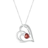 Thumbnail Image 2 of Heart-Shaped Garnet & Round-Cut White Lab-Created Sapphire Heart Necklace Sterling Silver 18”