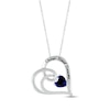 Thumbnail Image 1 of Heart-Shaped Blue Lab-Created Sapphire & Round-Cut White Lab-Created Sapphire Heart Necklace Sterling Silver 18”