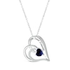 Thumbnail Image 2 of Heart-Shaped Blue Lab-Created Sapphire & Round-Cut White Lab-Created Sapphire Heart Necklace Sterling Silver 18”