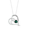 Thumbnail Image 1 of Heart-Shaped Lab-Created Emerald & Round-Cut White Lab-Created Sapphire Heart Necklace Sterling Silver 18”