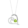 Thumbnail Image 1 of Heart-Shaped Peridot & Round-Cut White Lab-Created Sapphire Heart Necklace Sterling Silver 18”