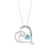 Thumbnail Image 1 of Heart-Shaped Swiss Blue Topaz & Round-Cut White Lab-Created Sapphire Heart Necklace Sterling Silver 18”