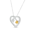 Thumbnail Image 2 of Heart-Shaped Citrine & Round-Cut White Lab-Created Sapphire Heart & Arrow Necklace Sterling Silver 18”