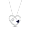 Thumbnail Image 1 of Heart-Shaped Blue Lab-Created Sapphire & Round-Cut White Lab-Created Sapphire Heart & Arrow Necklace Sterling Silver 18”