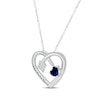 Thumbnail Image 2 of Heart-Shaped Blue Lab-Created Sapphire & Round-Cut White Lab-Created Sapphire Heart & Arrow Necklace Sterling Silver 18”