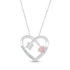 Thumbnail Image 1 of Heart-Shaped Lab-Created Opal & Round-Cut White Lab-Created Sapphire Heart & Arrow Necklace Sterling Silver 18”