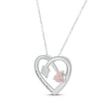 Thumbnail Image 2 of Heart-Shaped Lab-Created Opal & Round-Cut White Lab-Created Sapphire Heart & Arrow Necklace Sterling Silver 18”