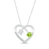 Thumbnail Image 1 of Heart-Shaped Peridot & Round-Cut White Lab-Created Sapphire Heart & Arrow Necklace Sterling Silver 18”