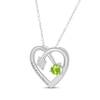 Thumbnail Image 2 of Heart-Shaped Peridot & Round-Cut White Lab-Created Sapphire Heart & Arrow Necklace Sterling Silver 18”