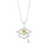 Thumbnail Image 1 of Round-Cut Citrine & Round White Lab-Created Sapphire Graduation Cap Necklace Sterling Silver 18”