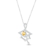 Thumbnail Image 2 of Round-Cut Citrine & Round White Lab-Created Sapphire Graduation Cap Necklace Sterling Silver 18”