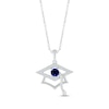 Thumbnail Image 1 of Round-Cut Blue & White Lab-Created Sapphire Graduation Cap Necklace Sterling Silver 18”