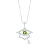 Thumbnail Image 1 of Round-Cut Peridot & Round White Lab-Created Sapphire Graduation Cap Necklace Sterling Silver 18”