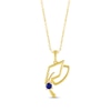 Thumbnail Image 1 of Round-Cut Blue Lab-Created Sapphire Graduation Cap Necklace 10K Yellow Gold