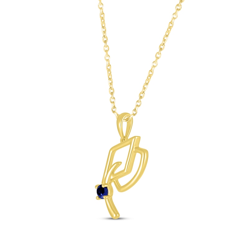 Main Image 2 of Round-Cut Blue Lab-Created Sapphire Graduation Cap Necklace 10K Yellow Gold