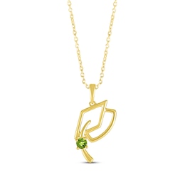 Round-Cut Peridot Graduation Cap Necklace 10K Yellow Gold