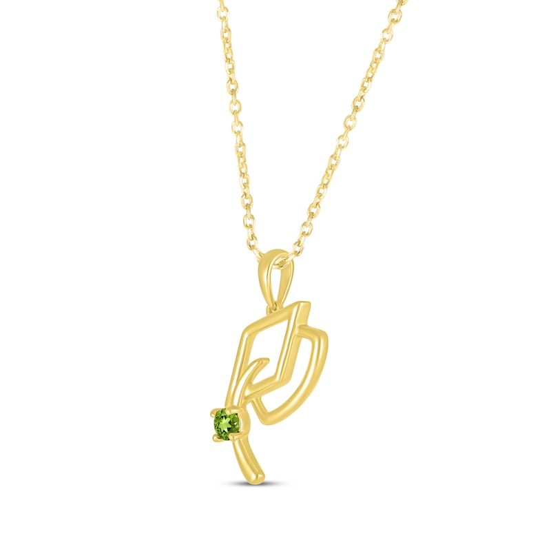 Main Image 2 of Round-Cut Peridot Graduation Cap Necklace 10K Yellow Gold