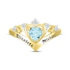 Thumbnail Image 3 of Heart-Shaped Aquamarine & Round-Cut White Lab-Created Sapphire Heart Chevron Ring 10K Yellow Gold