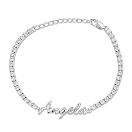 Adjustable Birthstone Nameplate Tennis Bracelet (1 Stone and 1 Name)