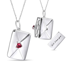 Birthstone Envelope Hidden Message Necklace (1 Stone)