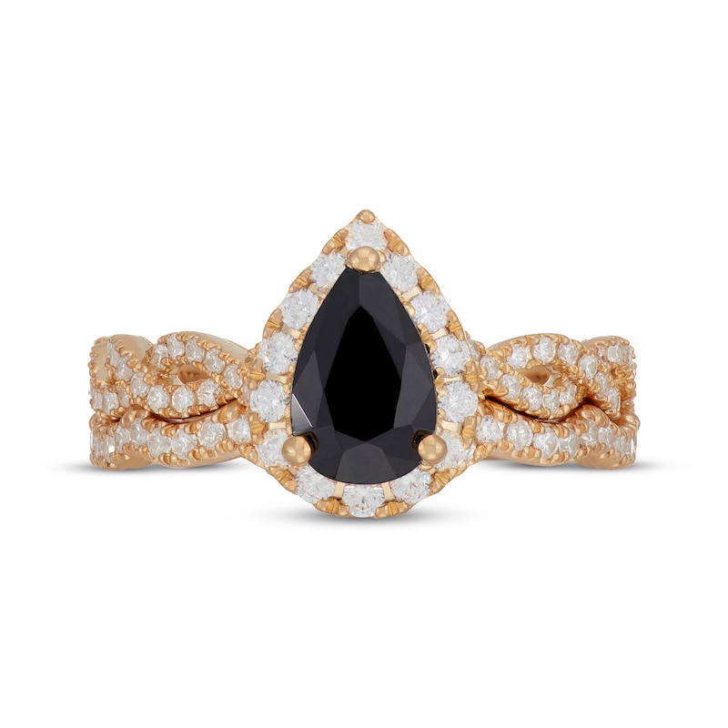 Main Image 3 of Neil Lane Pear-Shaped Black & White Diamond Twist Bridal Set 1-3/4 ct tw 14K Yellow Gold