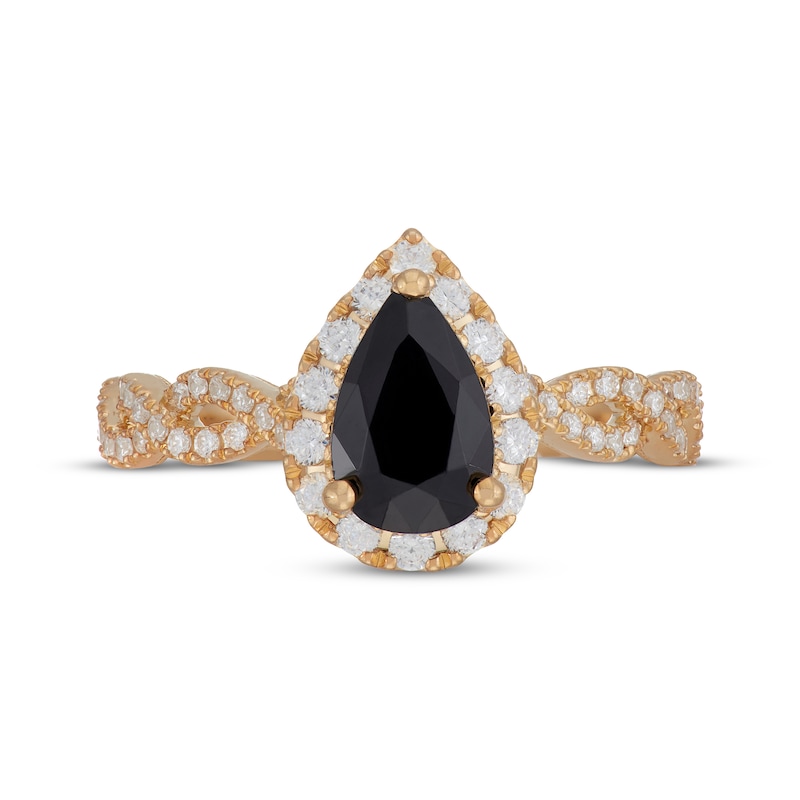 Main Image 6 of Neil Lane Pear-Shaped Black & White Diamond Engagement Ring 1-1/2 ct tw 14K Yellow Gold