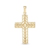 Thumbnail Image 1 of Men's Chevron Pattern Engraved Cross Charm 14K Yellow Gold