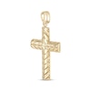 Thumbnail Image 2 of Men's Chevron Pattern Engraved Cross Charm 14K Yellow Gold